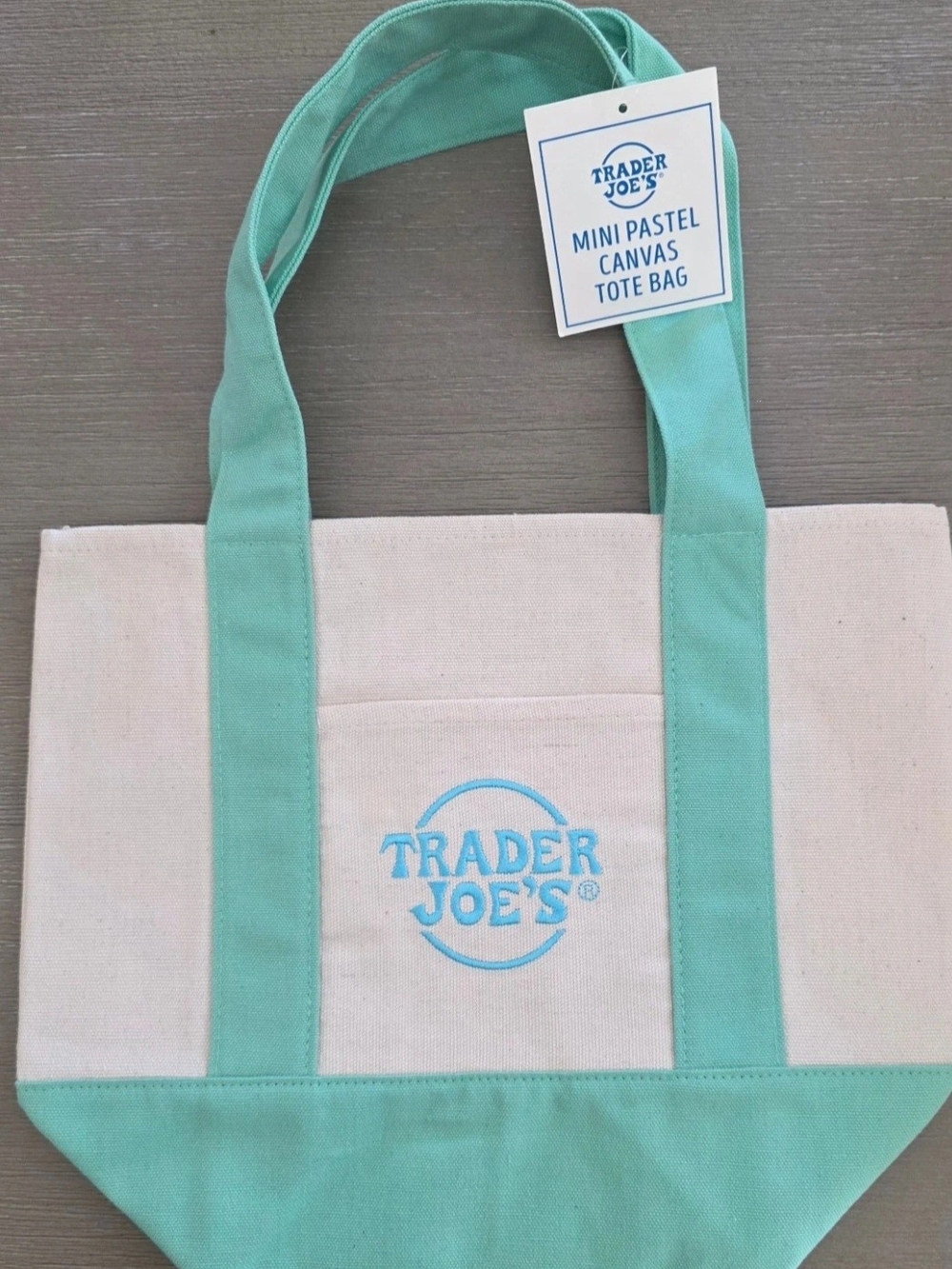 Trader Joe's Mint Canvas Tote - Pastel Green Handles